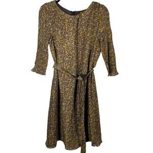 Boss, Hugo Boss, Size 10, Black Silk & Cupro Shift Dress, 3/4 Sleeve, Tie Waist